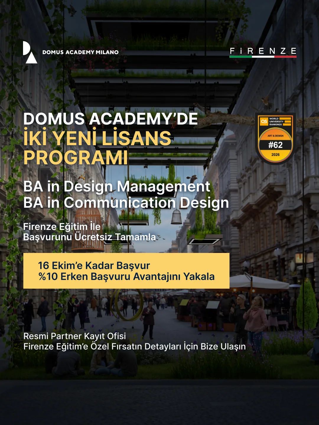 Domus Academy’de iki yeni lisans programı afişi: BA in Design Management, BA in Communication Design